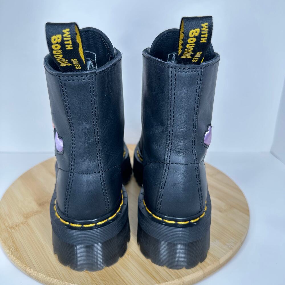 Dr Martens Sinclair Leather Heart Platform Boots Black Pink Purple Platform Sz 7 - Picture 5 of 6